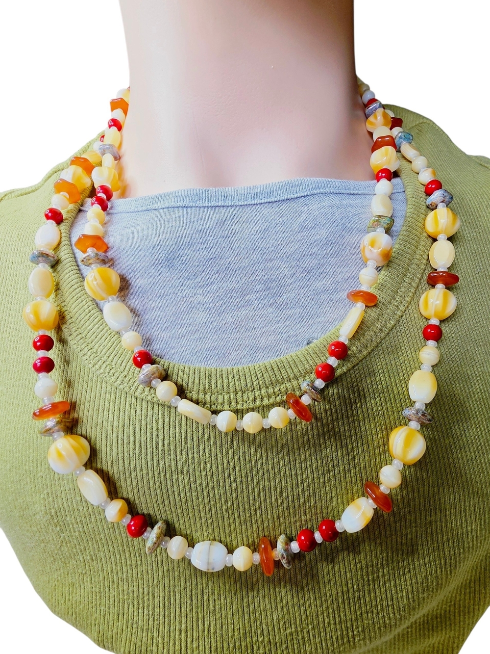 Art Glass Long Beaded Necklace